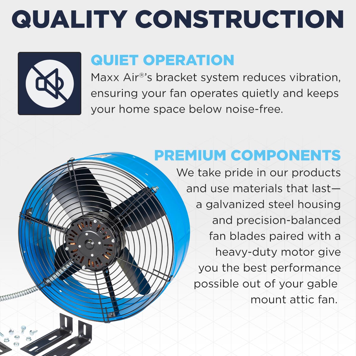 Premium 1,600 CFM Gable Mount Power Attic Ventilator in Blue