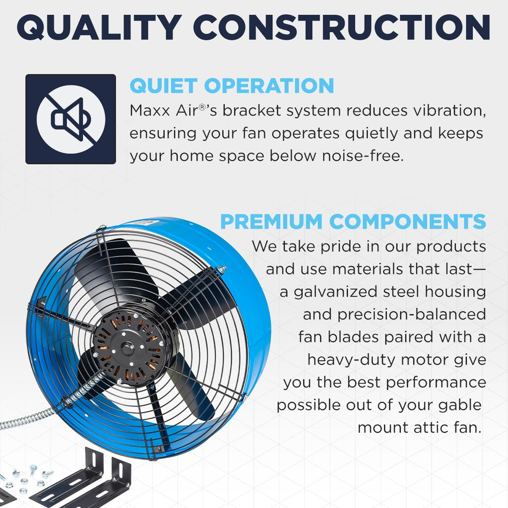 Premium 1,600 CFM Gable Mount Power Attic Ventilator in Blue